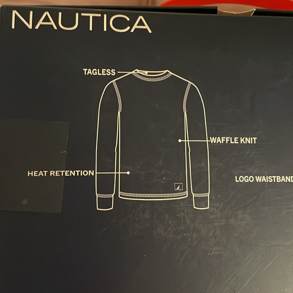 Nautica Mens Thermal Set Waffle Knit Navy Blue Green Plaid Pajama size L - Picture 6 of 8